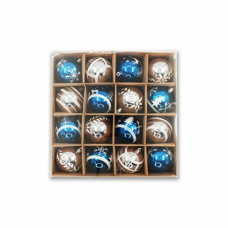 QUEENS OF CHRISTMAS 2.5 in. Ball Ornament Blue & Silver, 16PK ORNPK-BALL-BLS-16